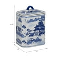 thumbnail image 5 of Contemporary Ceramic Jar with Lid for Living Room and Home Decor - Decorative Flower Vase for Room, Bedroom, or Office Display - House Accent for Kitchen Counter or Table Decor - 9", Blue & White, 5 of 14