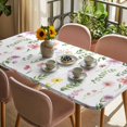 thumbnail image 3 of Pink Spring Floral Table Cloths for 5 Foot Rectangle Tables, Flowers Elegant Pastoral Leaves Patio Waterproof Elastic Fitted Tablecloths, Washable Rectangular Table Cover for Camping, 3 of 8