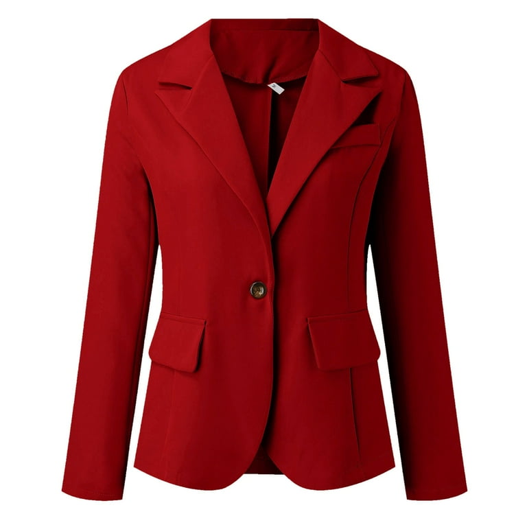 Gvdentm Blazer Women Lightweight Business 1 Button Waisted