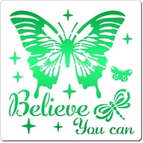 1sheet 12"X12" Butterflies Stencil Believe you can Templates Reusable Plastic Drawing Painting Stencils Template for Painting on Card Wall Fabric Tile Canvas Crafts Home Decor