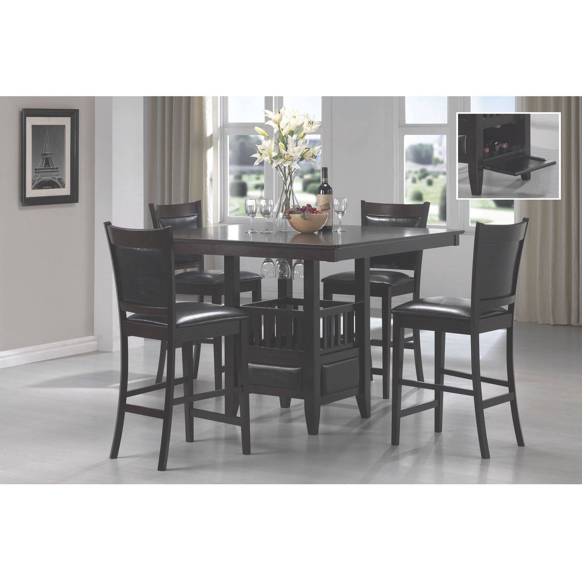 Jaden Square Counter Height Table with Storage Espresso