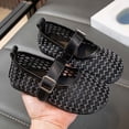 thumbnail image 2 of WEIGFI Children'S Sandals Closed Toe Breathable Mesh Ballet Soft Sole Casual Lightweight Adjustable Strap Adorable Beach Shoes,Black,11-11.5 Years, 2 of 7