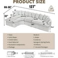 thumbnail image 2 of 127" Modular Sectional Corduroy Sofa, L Shaped Cloud Couch with 10 Pillows, Comfy Curved Sofa with 7 Iron Frames, Modern Left Chaise Lounge Couches for Living Room, Bedroom, Apatment, Gray, 2 of 9