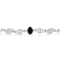 thumbnail image 2 of Gem Stone King 925 Sterling Silver and 10K Yellow Gold Black Onyx White Moissanite and Lab Grown Diamond Tennis Bracelet for Women By Keren Hanan (1.44 Cttw, Adjustable up To 9 inch), 2 of 3