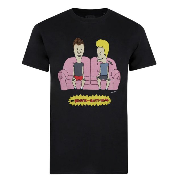 Beavis & Butthead - Camiseta Sofá para Hombre (Negro)