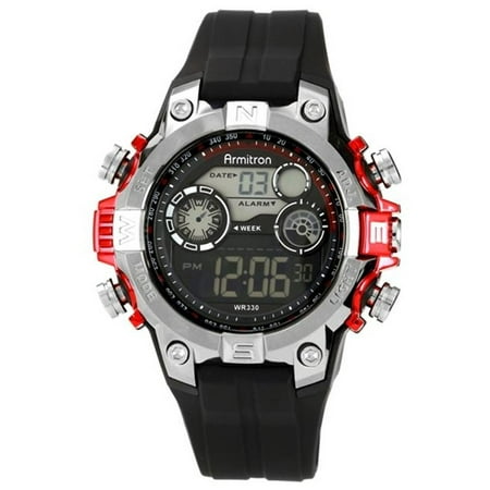 UPC 086702494538 product image for 40-8251RED Mens Black Case Watch With Red Black Strap LCD Display | upcitemdb.com