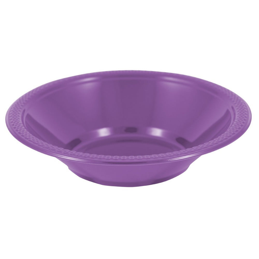 JAM Plastic Bowls, Purple, 20/Pack, Small, 12 oz (7" Diameter