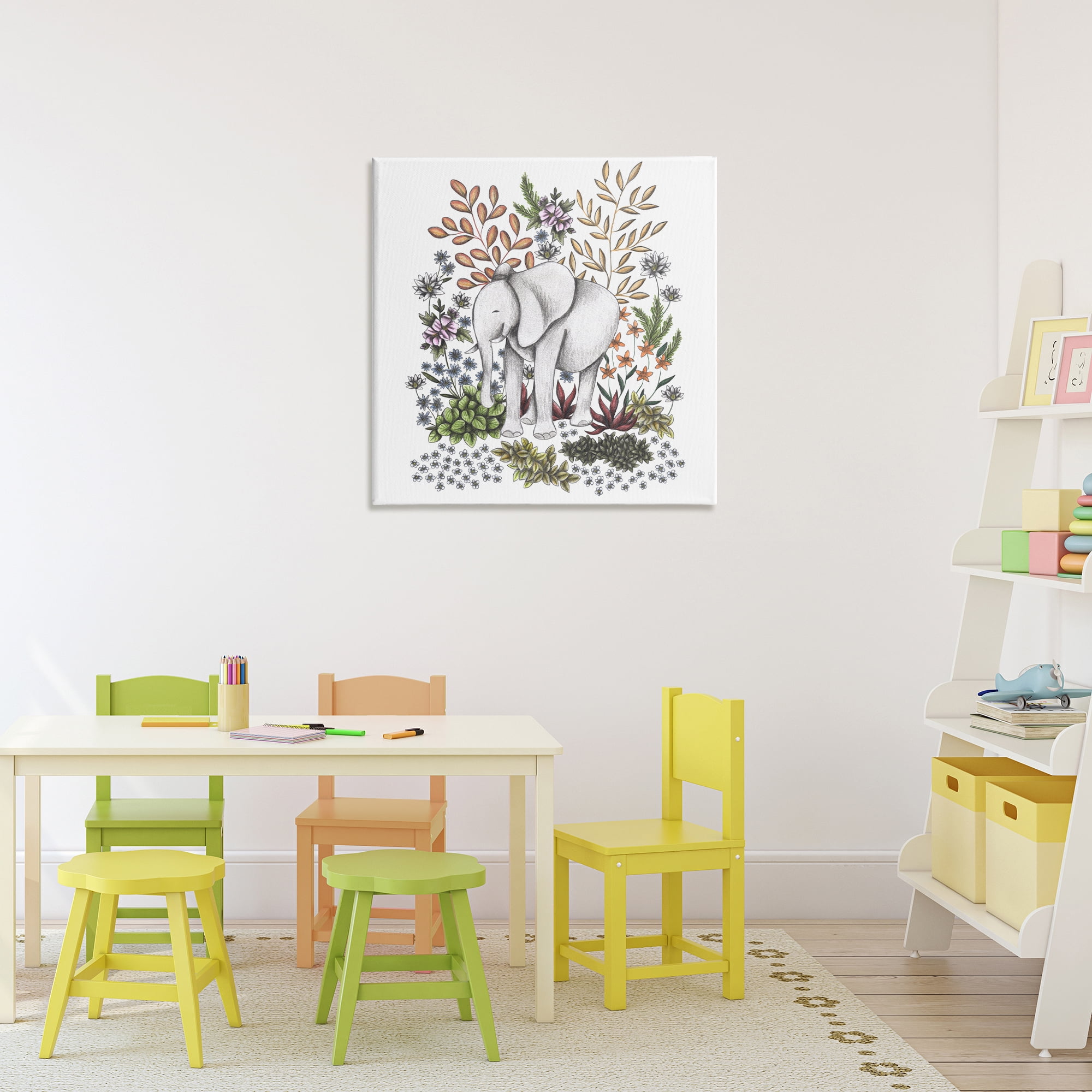 Jungle Wildlife Elephant Canvas Wall Art, design by Cecilia Battaini