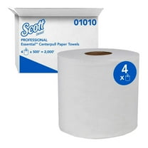 Kimberly-Clark 01010 White Scott Center-Pull Towels, 100% Recycled Fiber, 8.0" W x 15" L Pack of 4