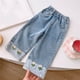 thumbnail image 2 of Odeerbi 1-8 Años Chicas Pantalones Vaqueros de Pierna Ancha Flor Linda Bordado Pantalones Vaqueros de Pierna Recta Suelta, 2 of 5