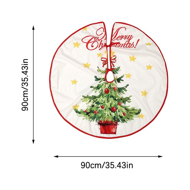 Christmas Ornaments Christmas Tree Skirt 90CM Printed Tree Skirt Home Christmas Tree Decoration