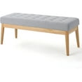 thumbnail image 4 of PetFurnishn Upholstered Long Bench Fabric Button-Tufted Bedroom Bench with Birch Wood Legs Mid-Century Modern Entryway Window Bench with Padded Seat, Light Grey, 4 of 8