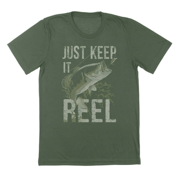 Keep It Reel Humor Graphic Military Green Mens T-Shirt