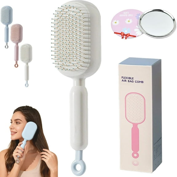Self Cleaning Hair Brush, Retractable Hair Brush, Easy Clean,Massage Comb With Retractable Bristles,One-pull Clean Anti Static Brushs, Hairs Styling Tools for All Hairs Types(1PC White)