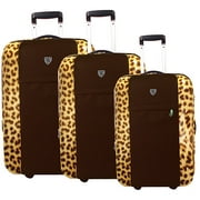 Heys USA Travel Concepts L'Exotique Collection 3-Piece Hybrid Luggage Set, Leopard Print