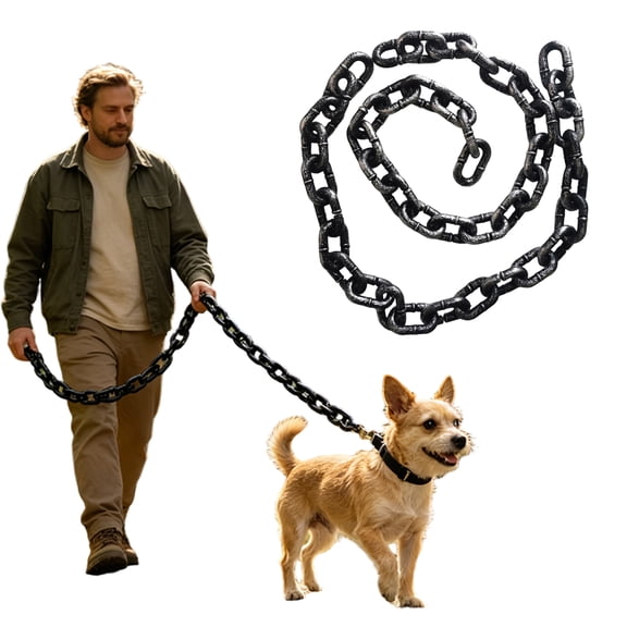 Lightweight Giant Chain Dog Paw Leash Plastic Imitating Iron Sturdy Heavy Look for Small Pets Photo Shoots （5 FT）