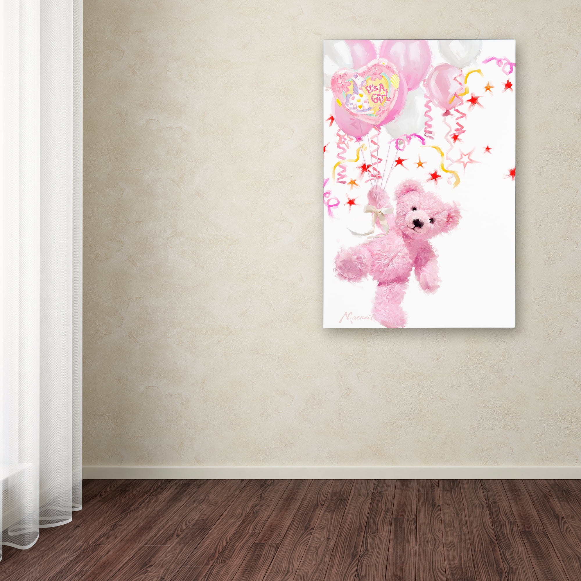 Trademark Fine Art 'Pink Teddy' Canvas Art by The Macneil Studio