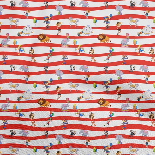 oneOone Georgette Viscose Red Fabric Circus Sewing Craft Projects Fabric Prints By Yard 42 Inch Wide