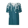thumbnail image 3 of Women Floral Boho Summer Tops Short Sleeve Henley Shirts V Neck Blouses Tunic Trendy Fashion Vacation Clothes, 3 of 4