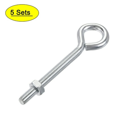 

Uxcell M8x80mm Eye Hook Screw Kit Carbon Steel White Zinc Plating 5 Pack