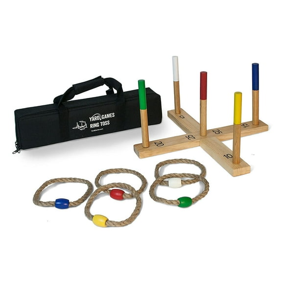 YardGames Aire de Jeux Extérieure Portable en Bois Ring Toss avec Étui de Transport