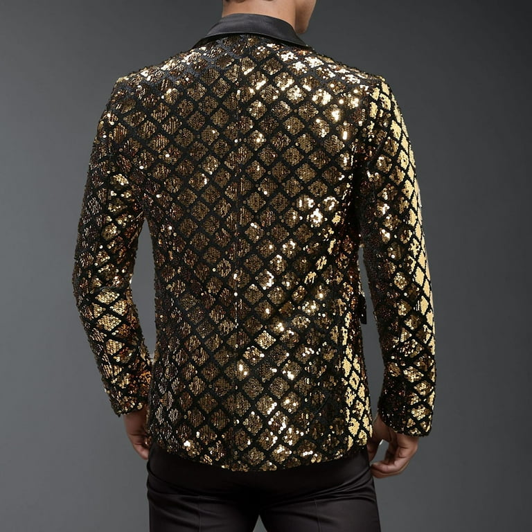 Sequin Jacket Mens Adult Gold Sequin Jacket Mens Adult Gold