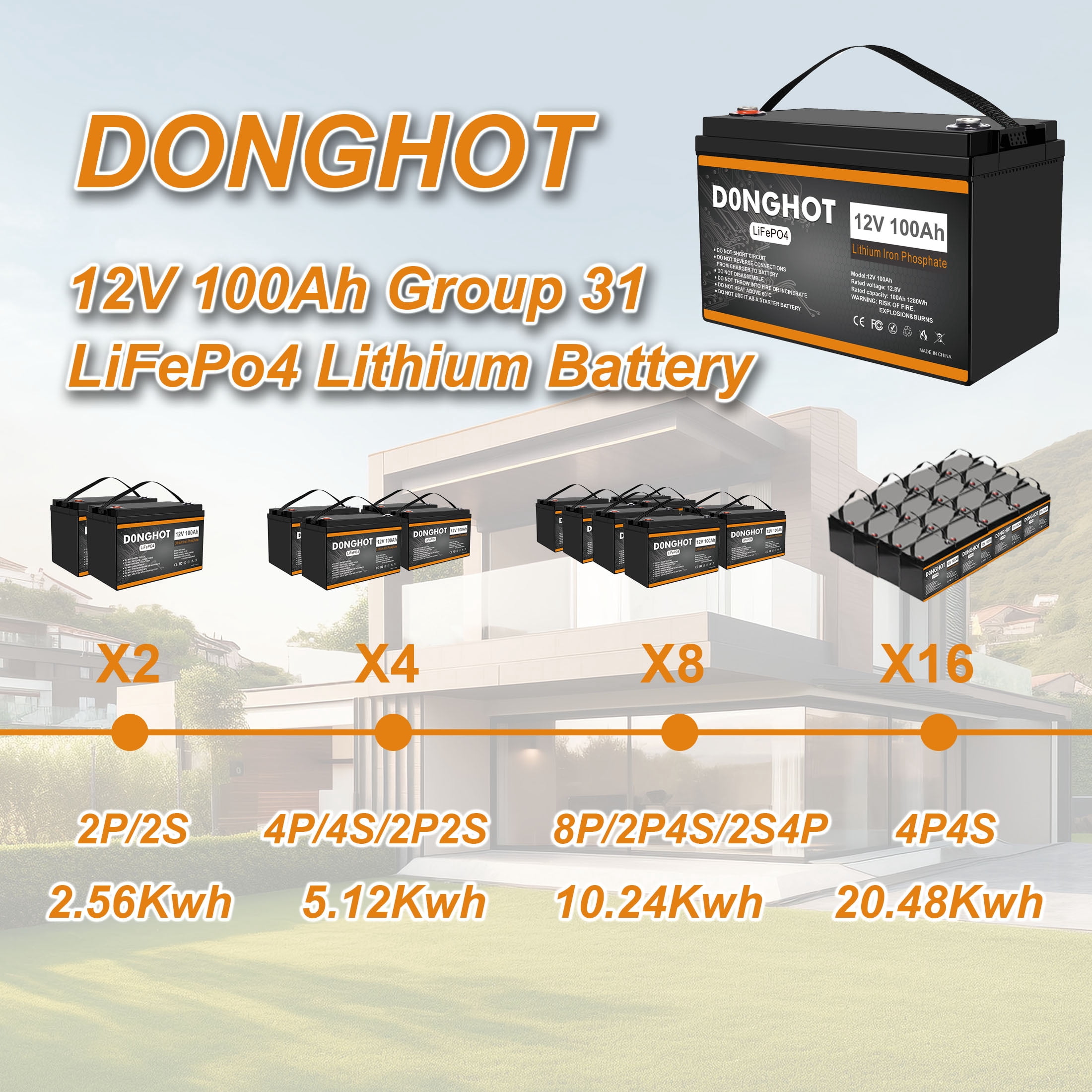 D0NGHOT 36V Lithium Golf Cart Battery 3 Pack 12V 100Ah Lifepo4 Lithium Ion Battery for Golf Cart,RV