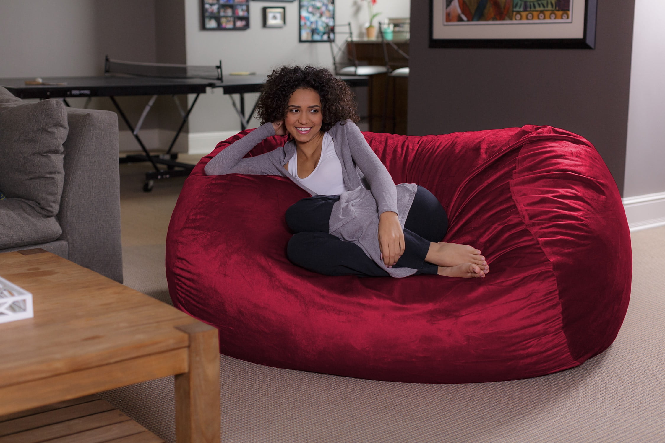 Sofa Sack Bean Bag Chair, Memory Foam with Microsuede Cover, Kids, Adults, 6 ft, Cinnabar