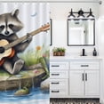 thumbnail image 5 of Raccoon Playing Guitar Western Shower Curtain Cloth Fabric Bathroom Decor Set with Hooks, 5 of 7