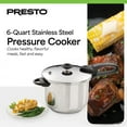 thumbnail image 2 of Presto 6 Quart Stainless Steel Pressure Cooker, Dishwasher Safe, Tri Clad Base, 2 of 9