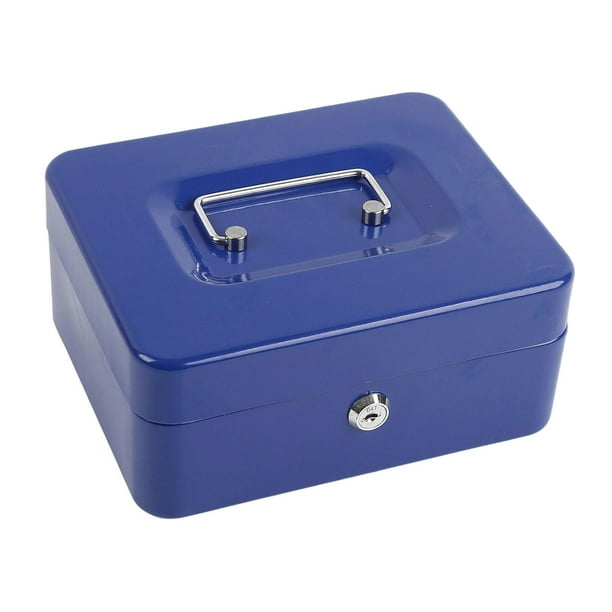 Caja de dinero con cerradura, organizador, porta baratijas, caja de almacenamiento con llaves y monedas Azul