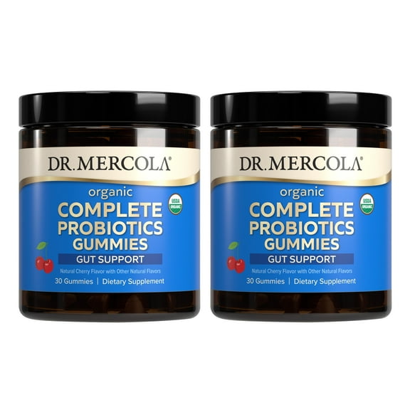 Dr. Mercola Complete Probiotics Gummies, 30 Servings (30 Gummies), 5 Billion CFU per Gummy, Dietary Supplement, Digestive Support, Non-GMO, Certified USDA Organic - 2 Pack