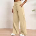 thumbnail image 5 of Resicozy Wide Leg High Waisted Sweatpants for Women Casual Double Waisted Drawstring Baggy Long Track Pants with Pockets Beige XL, 5 of 7