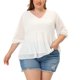 thumbnail image 1 of Plus Size Chiffon Tops for Women's Babydoll Long Sleeve Swiss Dots Blouses White 3X, 1 of 5