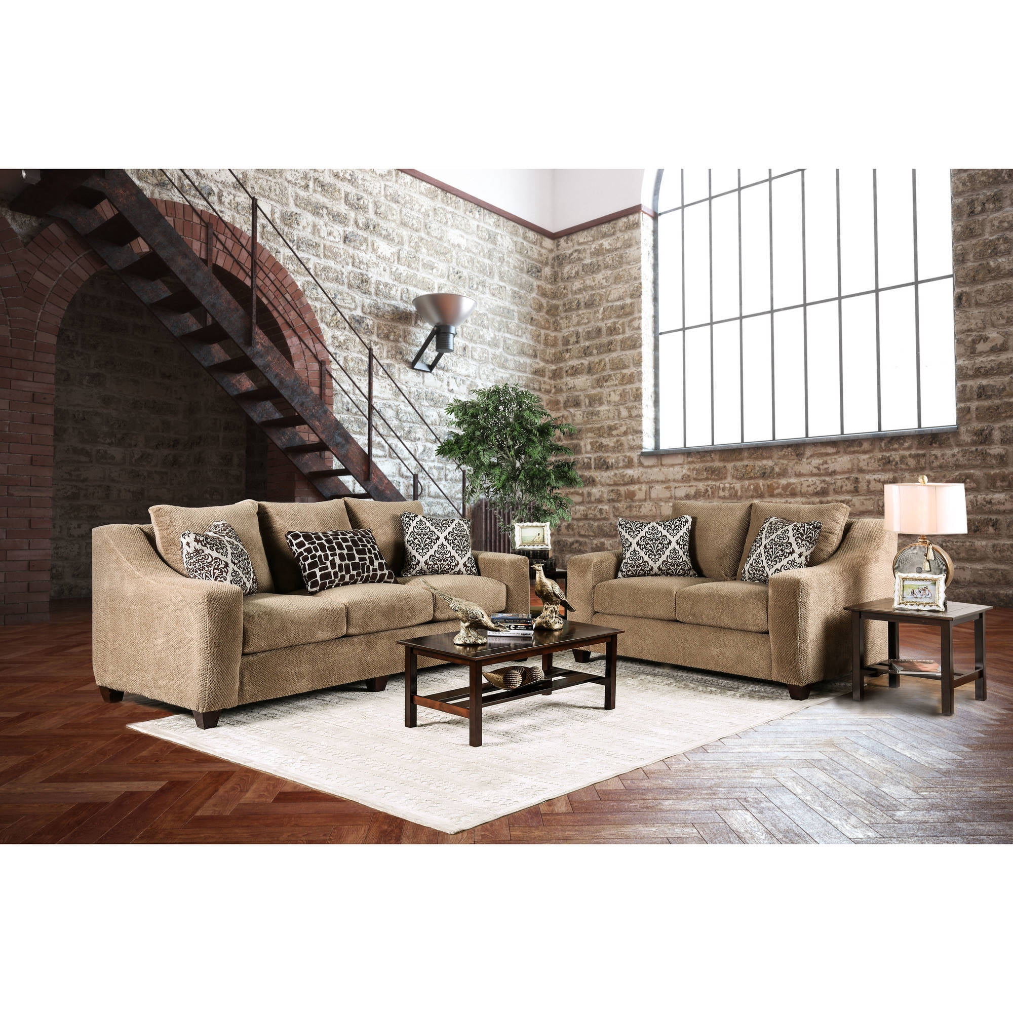 Furniture of America Contemporary Microfiber Horace Sofa, Mocha
