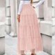 thumbnail image 2 of TaTaai High Waist Mesh Overlay Skirt Women's Solid Color Flowy Maxi Skirt Sheer Casual Long Skirt Tiered Ruffle Hem Summer Gift, 2 of 5