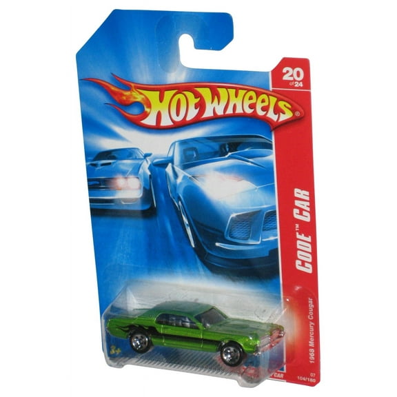 Hot Wheels Code Car 20/24 1968 Mercury Cougar (2006) Mattel Green Toy Car 104/180