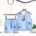 thumbnail image 2 of CAICJ98 Toddler Baby Boy Girl Summer Clothes Cute Cartoon Tank Tops+Shorts Outfits Lightweight Elastic Cotton Short Sets (Blue,3-4 Years), 2 of 4