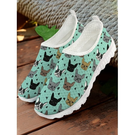 Boston Terrier Brand Design Loafers Cartoon Pet Dog Flat Shoes Comfortable Breathable Summer Shoes Pink Casual Shoes