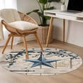 thumbnail image 4 of Round Area Rugs Collection 4 Ft, Texas Star Vintage Non-Slip Residential Carpet, Retro Navy Blue Berry Wooden Indoor Crawling Mats Runner Rugs for Living Room/Dining Room/Bedroom, 4 of 8