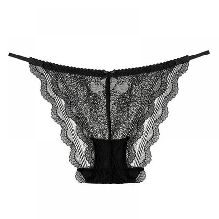 

Lemetow Ultra-Low Waist Lace Breathable Bow Sexy Comfortable Triangle Panties Ladies Knickers