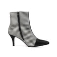 thumbnail image 3 of BLISSFUL STEP Women's Ankle Boots Pointed Toe Stiletto Heels Houndstooth Plaid Zip-Up Boots Black Houndstooth 9, 3 of 7