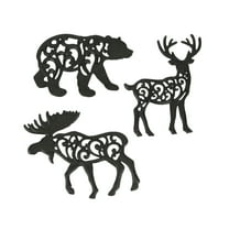 Zeckos Bronze Cast Iron Lodge Wild Animal Kitchen Trivets Set of 3