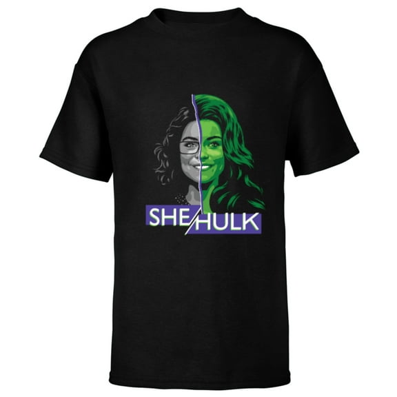 Marvel Studios She Hulk Jen Walters Split - Short Sleeve T-Shirt for Kids - Customized-Black