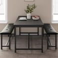 thumbnail image 2 of Dining Table Set for 4, Kitchen Table with Benches, Rectangular Dining Room Table Set with 2 Upholstered Benches, 3 Piece Dining Table Set for Small Space, Apartment, Studio, 2 of 7