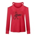 thumbnail image 3 of Haut Décontracté Confortable pour Femmes Jeune Col en V Dos Nu Imprimé Manches Longues 95 % Polyester, 5 % Spandex (Rouge, m), 3 of 3