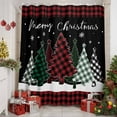 thumbnail image 2 of Shower Curtain 36"W x 72"L Merry Christmas Checkered Xmas Tree Black Red Plaid Fabric Shower Curtains Set with Hooks Water Repellent Bathroom Curtains Machine Washable Bathroom Accessories, 2 of 9