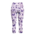 thumbnail image 5 of SCRAWLGOD Butterfly Violet Women's Cozy Capri Leggings with Pockets High Waist Tummy Control Crop Leggings Slim Breathable 3/4 Breathable Athletic Yoga Pants, XS, 5 of 7