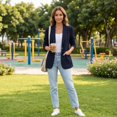 thumbnail image 5 of Resicozy Suit Jacket for Women Business Casual Blazers Office Work Jackets Long Sleeve Open Front Jacket Travel Blazer Navy L, 5 of 5
