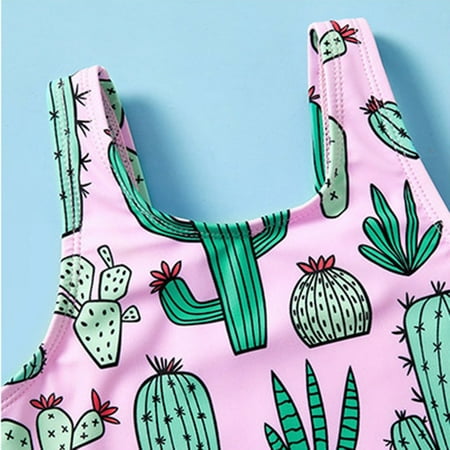 

Gubotare Toddler Summer Sleeveless Girls Cute Cactus Print Pink Prints Ruffles Swimwear Swimsuit Bathing Suits Two Piece Bikini Pink 5Y/110码数